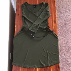 Forever 21 Olive Green Stretch-Knit Skater Dress